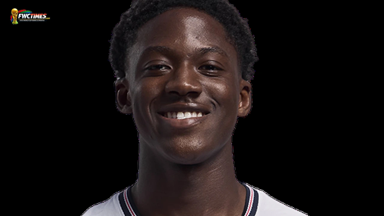 Kobbie Mainoo in England kit during a player profile shoot
