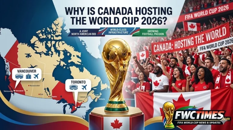 Canada hosting World Cup 2026 with Toronto and Vancouver host city visuals