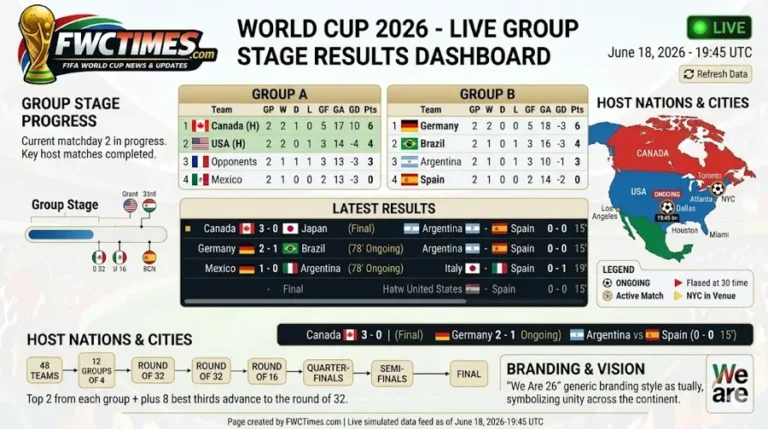World Cup 2026 group stage results live guide