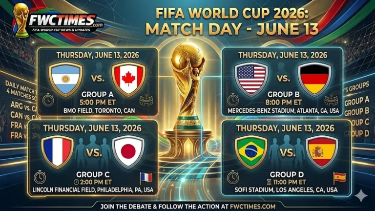 World Cup 2026 June 13 matches full day schedule