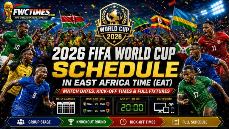 2026 FIFA World Cup schedule in East Africa Time EAT with match dates, kickoff times, group stage, knockout round, and full fixtures.
