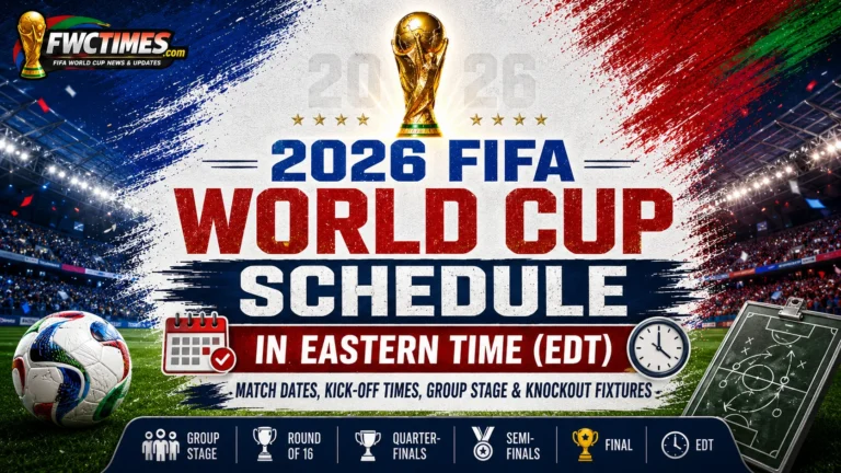 2026 FIFA World Cup schedule in Eastern Time with EDT match dates, kickoff times, venues, and key fixtures for fans.