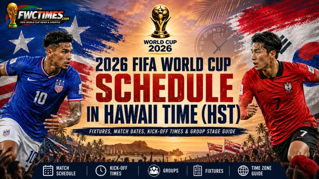 2026 FIFA World Cup schedule in Hawaii Time with HST match dates, kickoff times, venues, and key fixtures for fans.