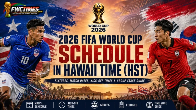 2026 FIFA World Cup schedule in Hawaii Time with HST match dates, kickoff times, venues, and key fixtures for fans.