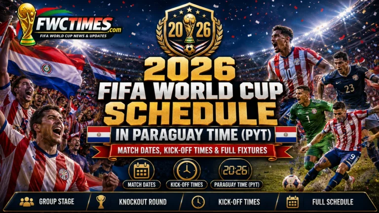2026 FIFA World Cup schedule in Paraguay Time PYT with match dates, kickoff times, group stage, knockout round, and full fixtures.