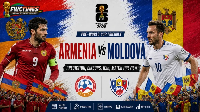 Armenia vs Moldova Prediction, Lineups, H2H, Match Preview graphic featuring both teams, head-to-head stats, predicted XIs, and match insights.