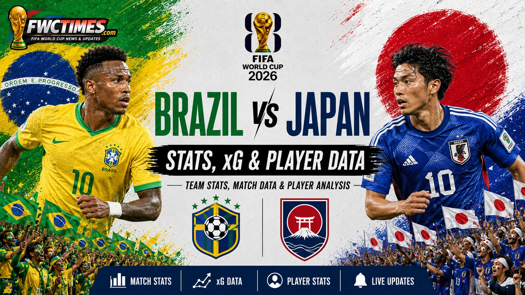 Brazil vs Japan Stats, Match Statistics, xG & Player Data