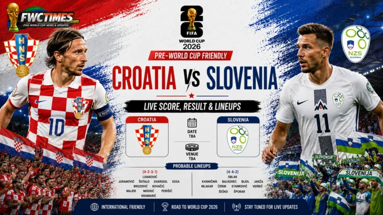 **Alt Text (≤155 characters):** Croatia vs Slovenia Live Score, Result & Lineups Pre-World Cup Friendly graphic featuring both teams, live updates, match result, and starting XIs.