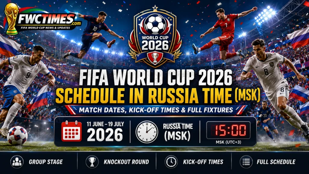 FIFA World Cup 2026 schedule in Russia Time MSK with match dates, kickoff times, group stage, knockout round, and full fixtures.