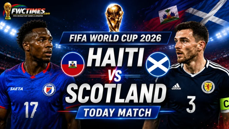 Haiti vs Scotland FIFA World Cup 2026 today match action featuring players battling for possession, live tournament excitement, and match preview details.
