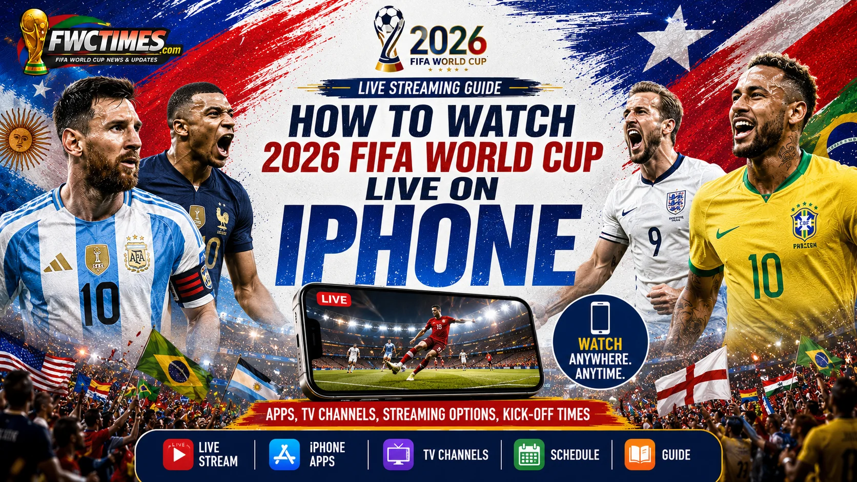 Watch the 2026 FIFA World Cup live on iPhone with streaming apps, TV channels, match schedules, and easy mobile viewing tips.
