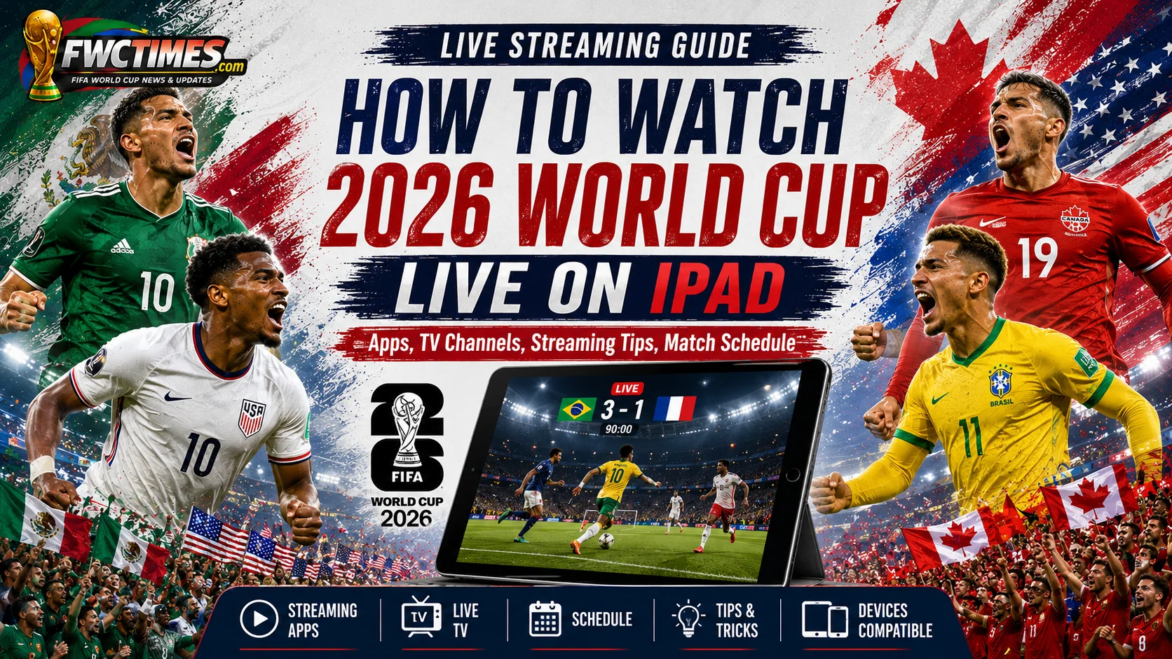 Watch the 2026 World Cup live on iPad with streaming apps, TV channels, kickoff coverage, and easy viewing tips for fans.
