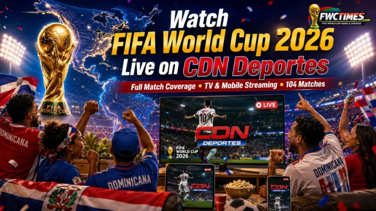 Watch FIFA World Cup 2026 live on CDN Deportes with Dominican fans, TV broadcasts, mobile streaming, and 104 matches.