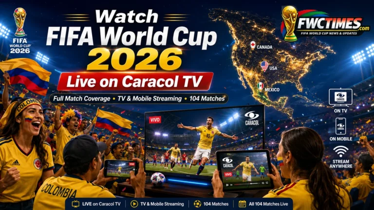 Watch FIFA World Cup 2026 live on Caracol TV with Colombian fans, full TV coverage, mobile streaming, and match action.