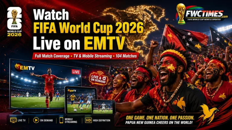 Watch FIFA World Cup 2026 live on EMTV with Papua New Guinea fans, TV coverage, mobile streaming, and football action.