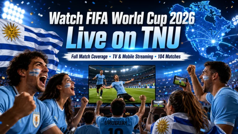 Uruguayan fans watch FIFA World Cup 2026 live on TNU with full TV coverage, mobile streaming, and match action.