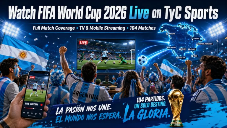 Watch FIFA World Cup 2026 live on TyC Sports with Argentine fans, TV broadcasts, mobile streaming, and match coverage.