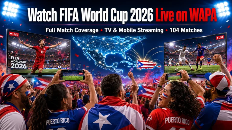 Watch FIFA World Cup 2026 live on WAPA with Puerto Rican fans, TV coverage, mobile streaming, and full match action.