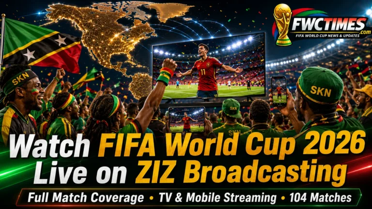 Saint Kitts and Nevis fans watch FIFA World Cup 2026 live on ZIZ Broadcasting with TV and mobile coverage.