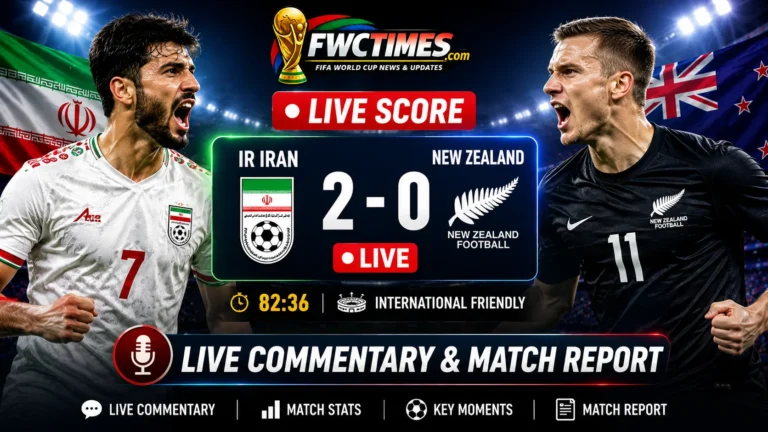 IR Iran vs New Zealand Live Score – Commentary & Match Report showing live match action, score updates, key moments, and expert analysis.