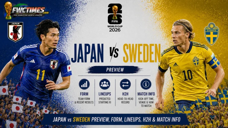 Japan vs Sweden preview with team form, possible lineups, H2H record, match info, and key World Cup 2026 analysis for football fans.