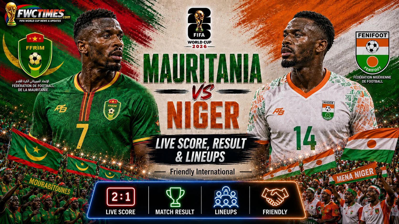 Mauritania vs Niger Live Score, Result & Lineups Friendly International – match action with players competing on the field, click for updates and stats.