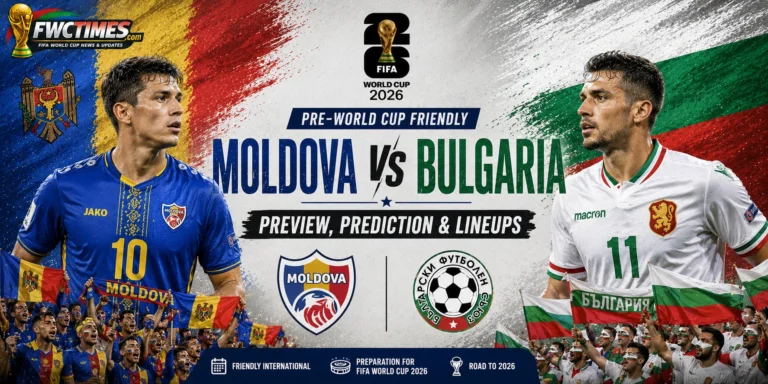 Moldova vs Bulgaria Preview, Prediction & Lineups Pre-World Cup Friendly graphic featuring both teams, predicted lineups, key players, and match analysis.