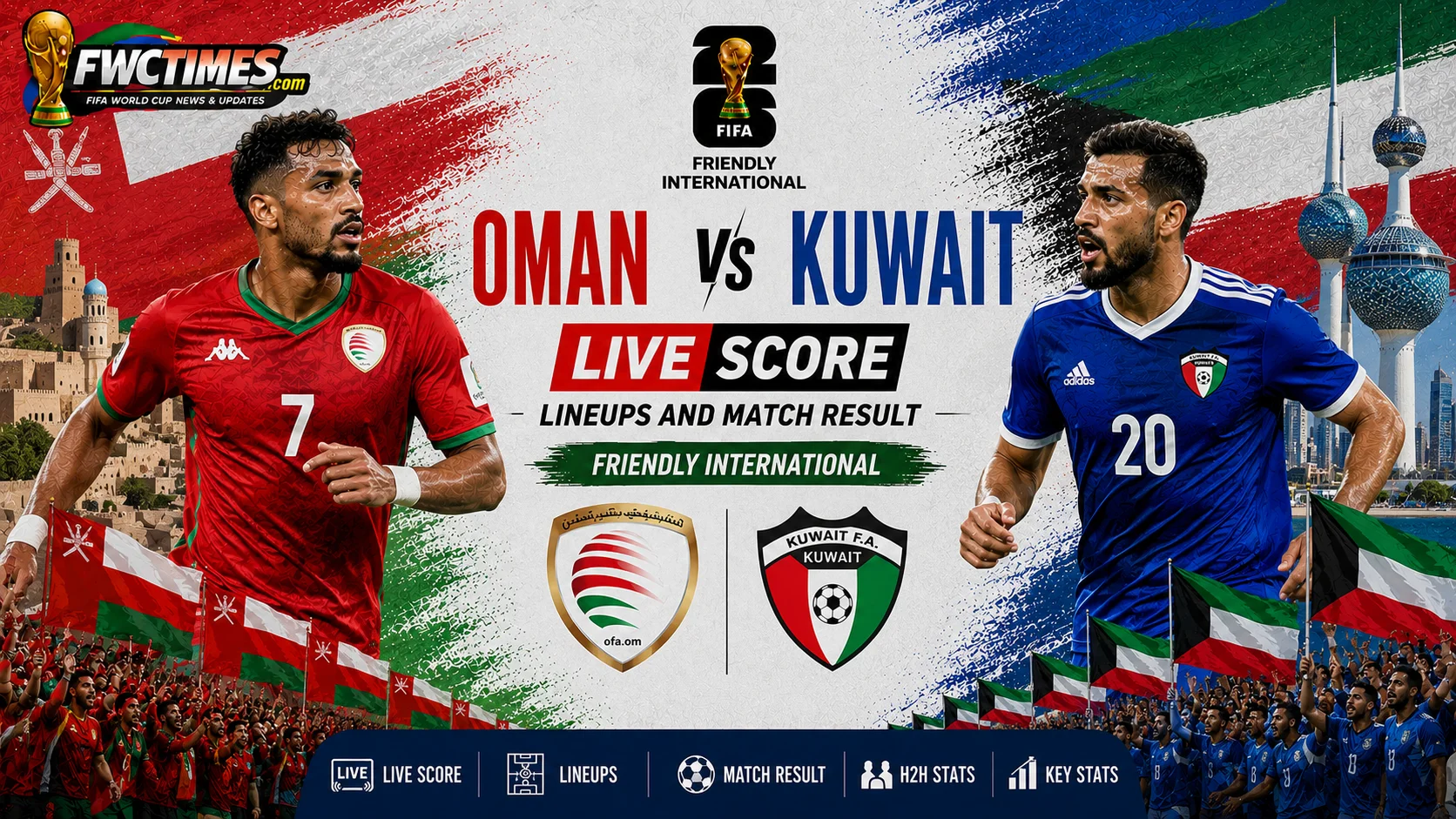 Oman vs Kuwait live score, lineups, and match result updates for Friendly International fans following every key moment.