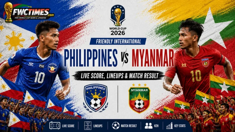 Philippines vs Myanmar live score graphic with lineups and match result for the Friendly International—click to follow updates.