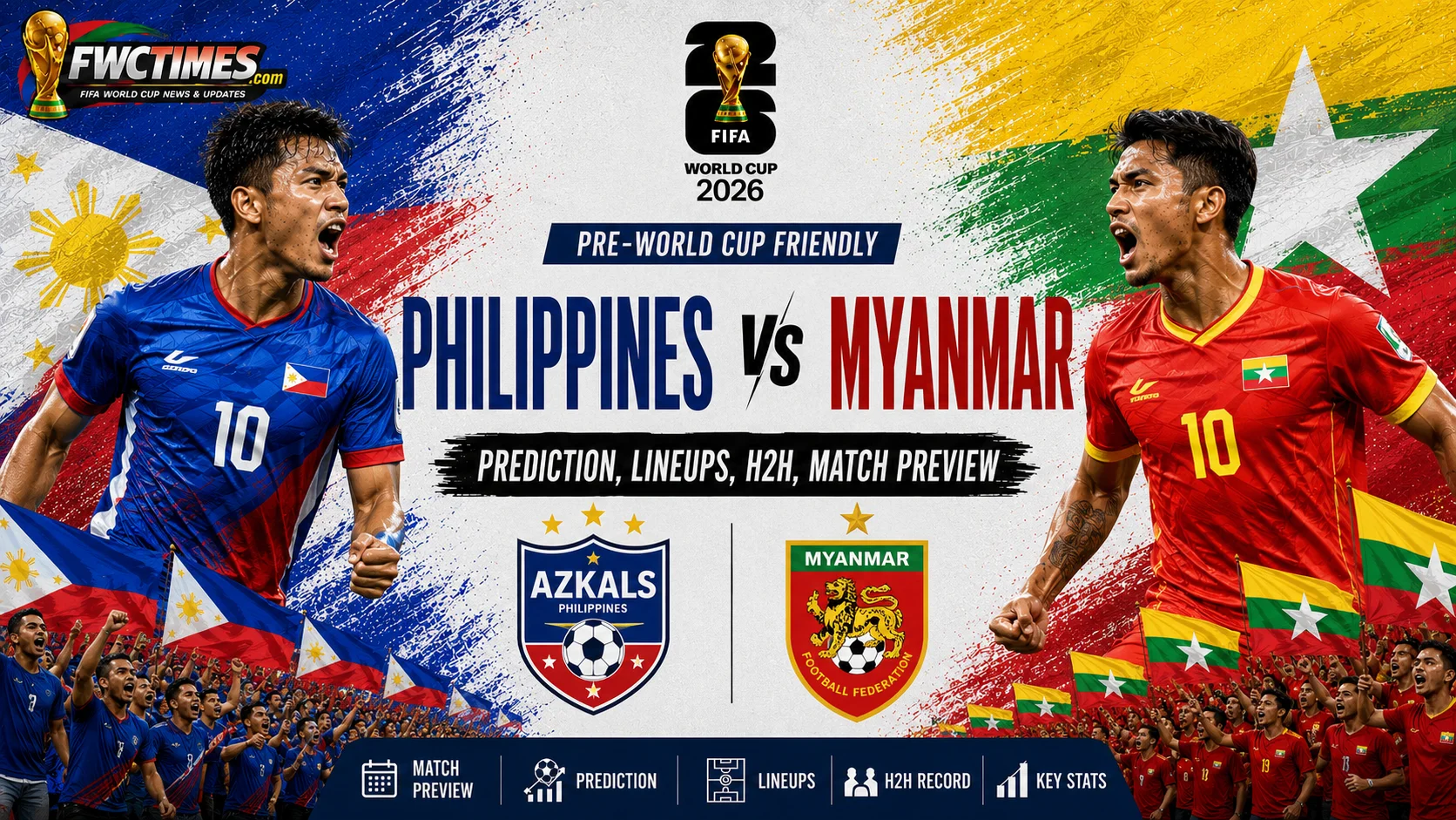 Philippines vs Myanmar prediction graphic with lineups, H2H stats, and match preview—click to explore key insights before kickoff.