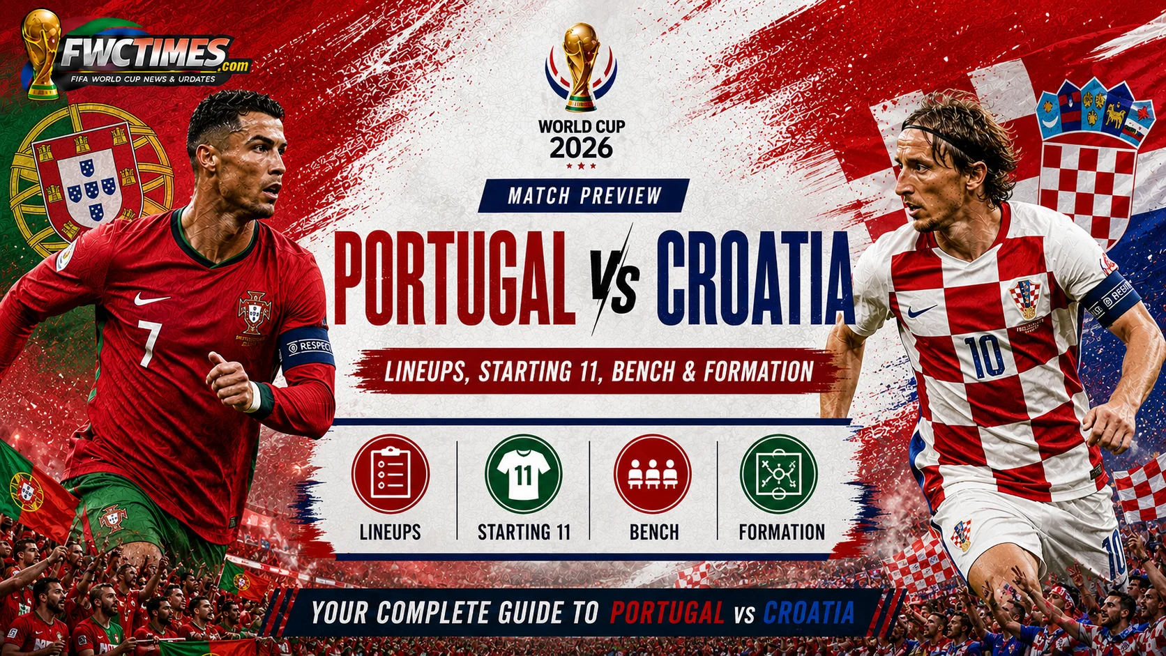 Portugal vs Croatia Lineups, Starting 11, Bench & Formation