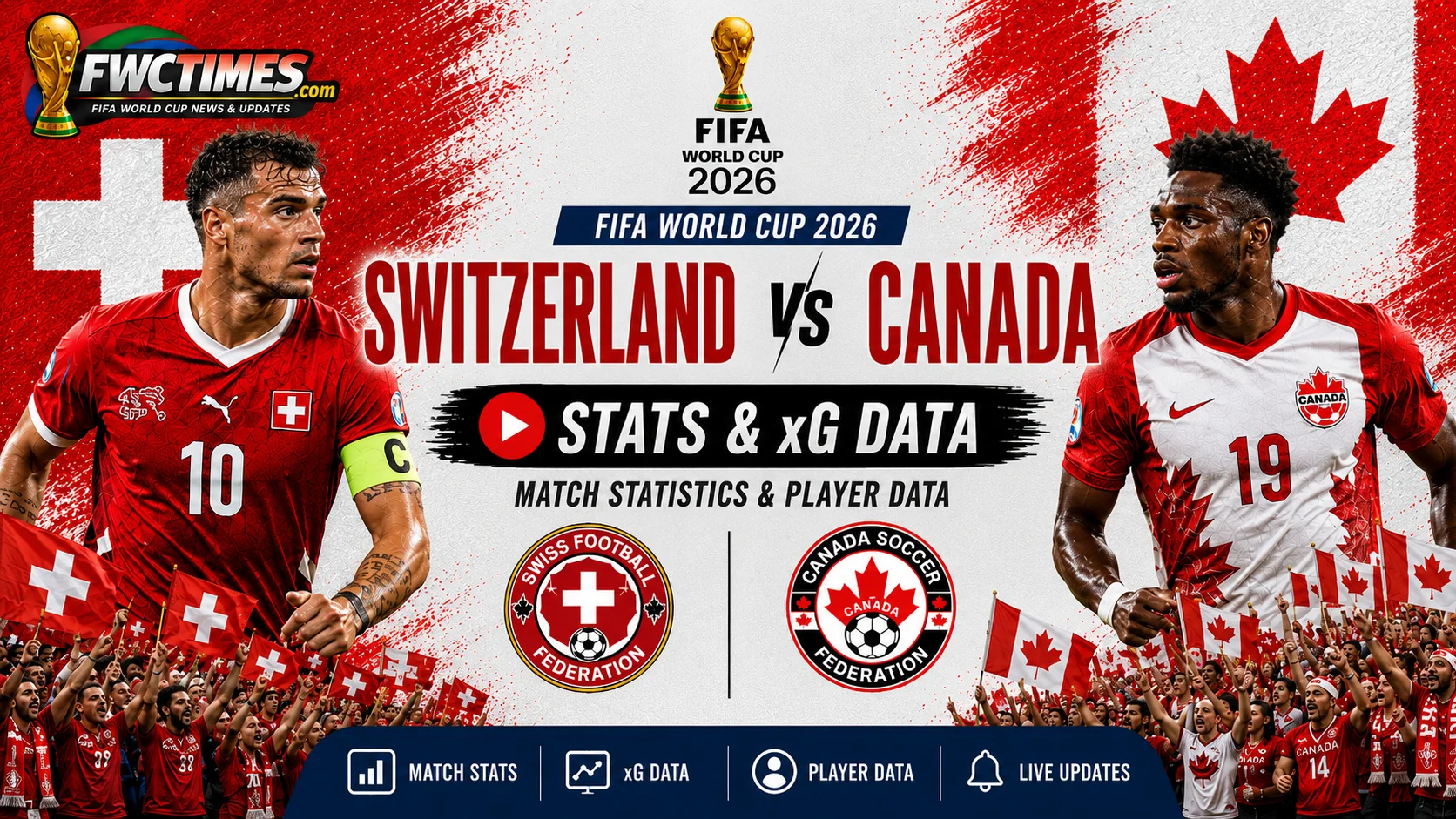Switzerland vs Canada stats guide with match statistics, xG insights, player data, team performance, and key World Cup 2026 analysis.