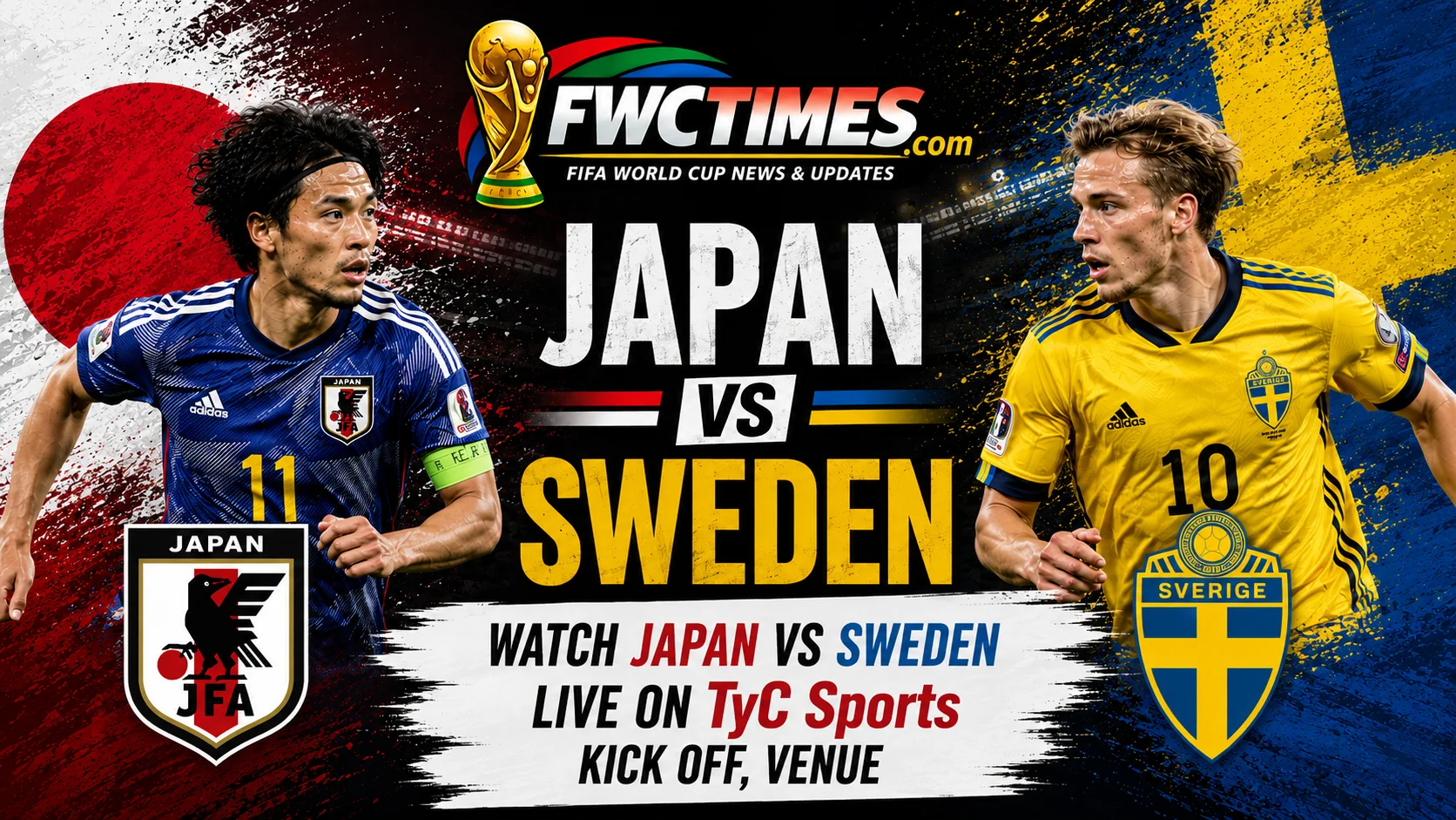 Watch Japan vs Sweden Live on TyC Sports, Kick off, Venue