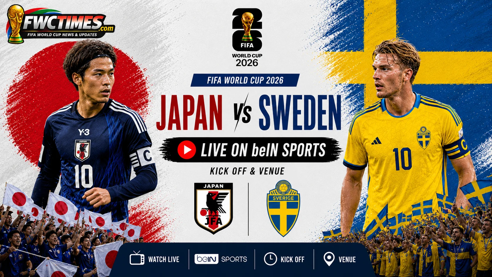 Watch Japan vs Sweden Live on beIN Sports, Kick off, Venue
