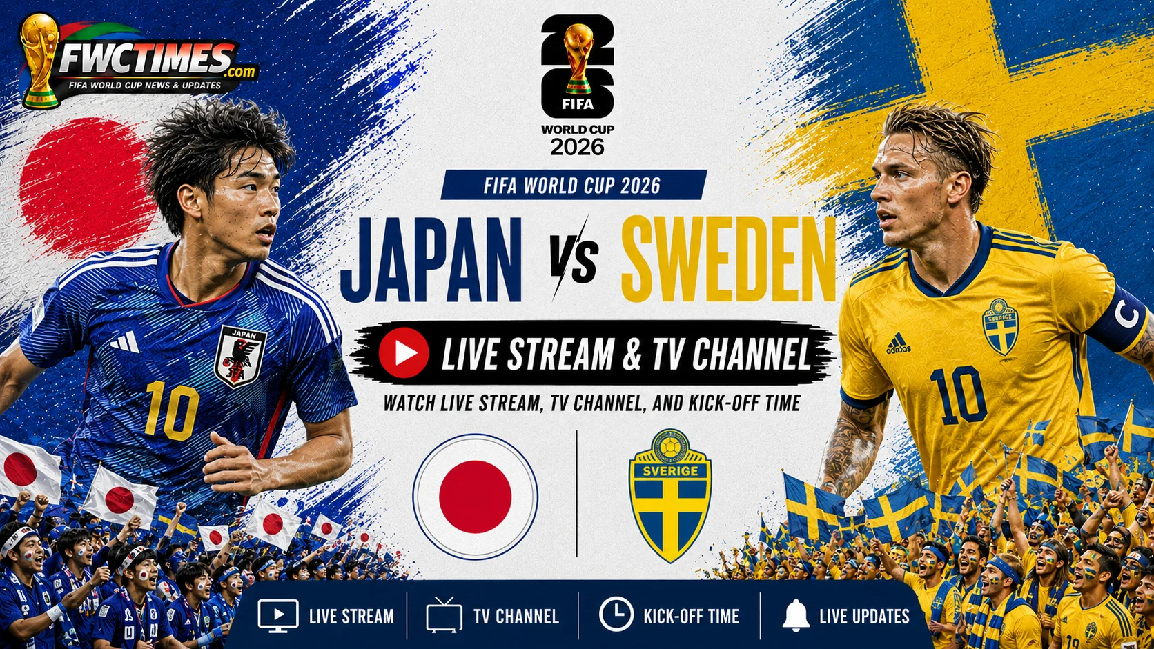 Watch Japan vs Sweden live stream with TV channel details, kick-off time, match coverage, and viewing guide for football fans.