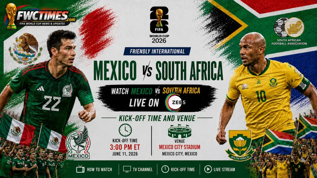 Watch Mexico vs South Africa live on ZEE5 with kick-off time, venue details, and easy streaming info for football fans.