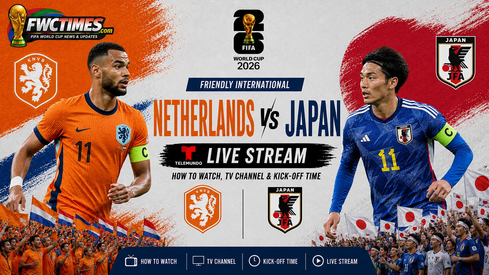 Watch Netherlands vs Japan live on Telefe with kick-off time, venue details, and World Cup match coverage info for fans.