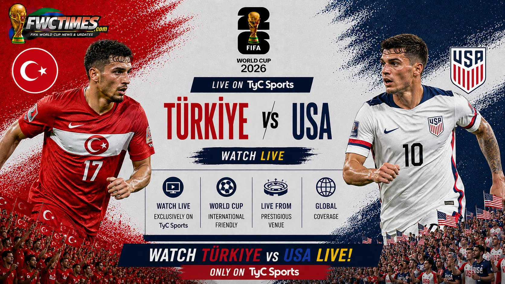 Watch Türkiye vs USA Live on TyC Sports, Kick off, Venue