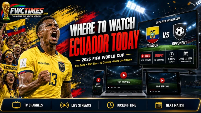 Ecuador fans watch the 2026 FIFA World Cup with next match details, start time, TV channels, and streaming options.