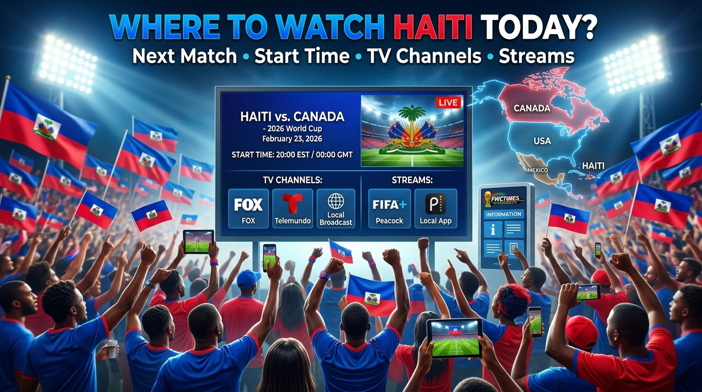 Haiti fans follow the 2026 FIFA World Cup with next match time, TV channels, live streams, and match coverage.