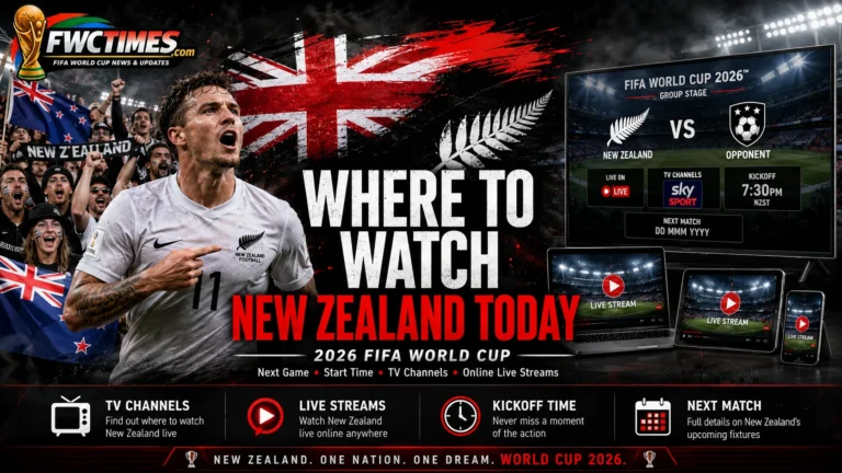New Zealand fans watch the 2026 FIFA World Cup with next match details, start time, TV channels, and streaming options.