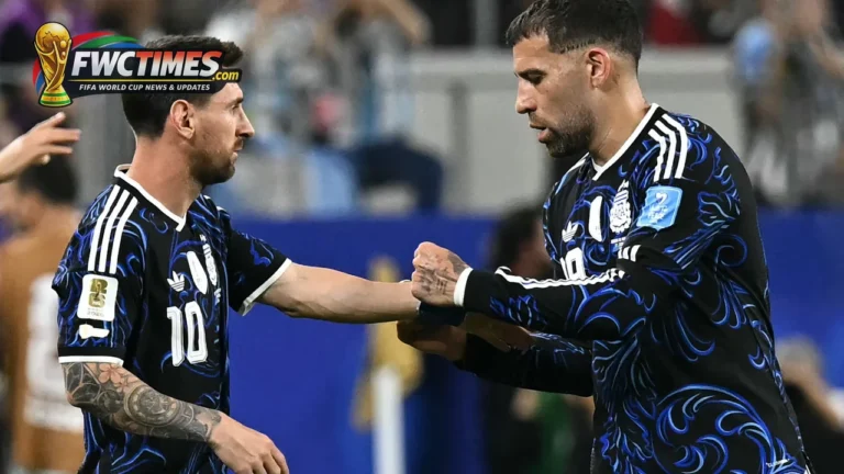 Argentina players celebrating before World Cup 2026 Round of 32 match