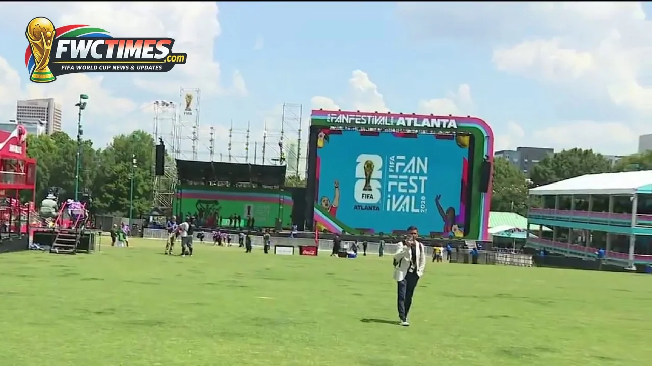 Crowds arriving at Atlanta's FIFA Fan Festival on World Cup opening day