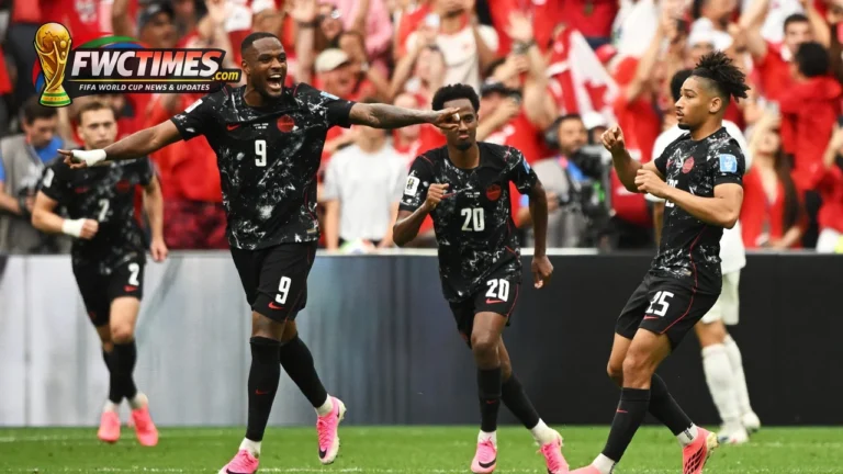 Canada players before South Africa World Cup Round of 32 opener