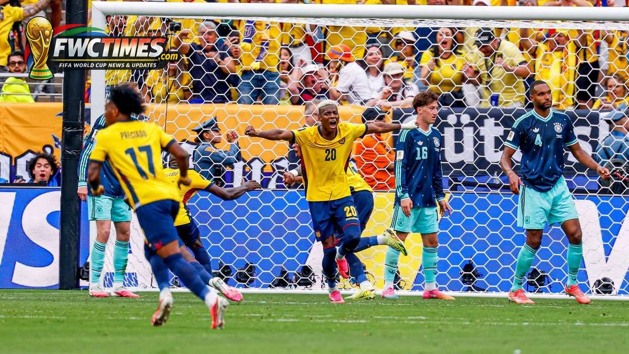 Ecuador players celebrate after Germany World Cup upset