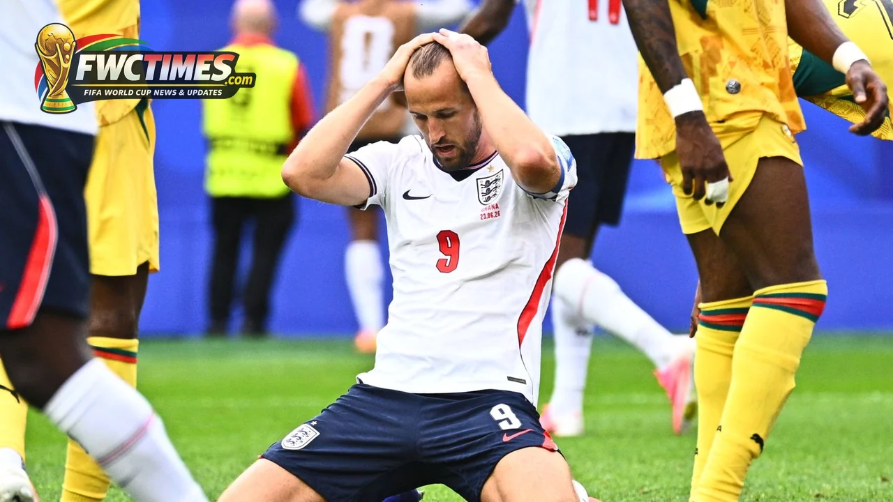 Harry Kane reacts during England vs Ghana at World Cup 2026 in Boston