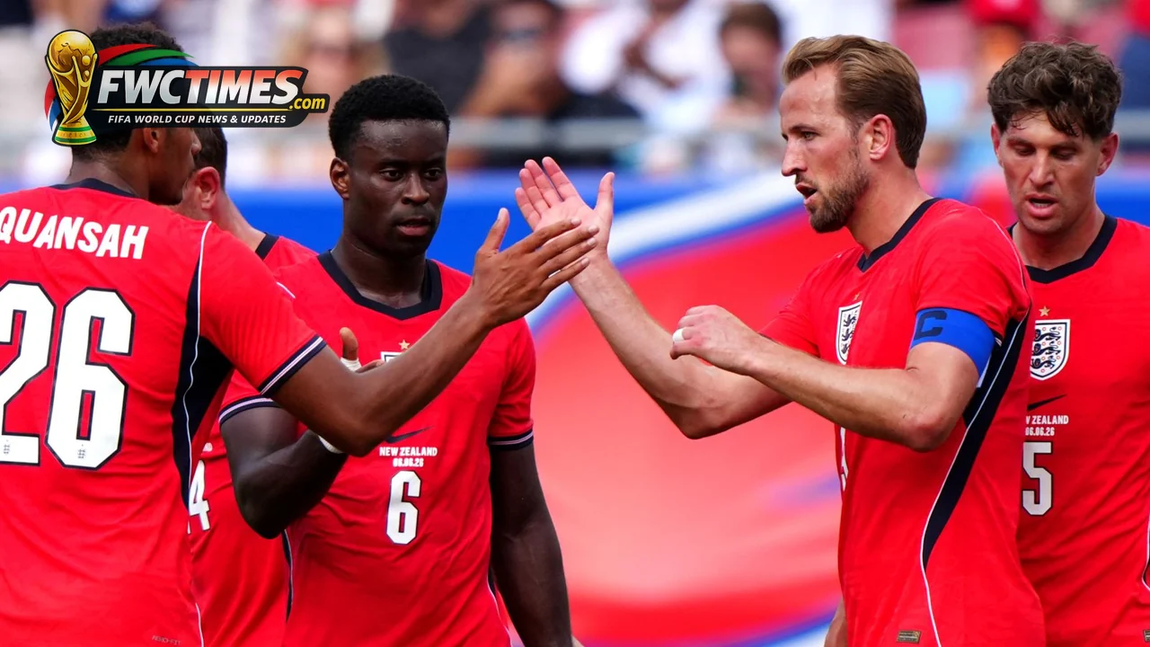 Harry Kane celebrates after scoring for England against New Zealand