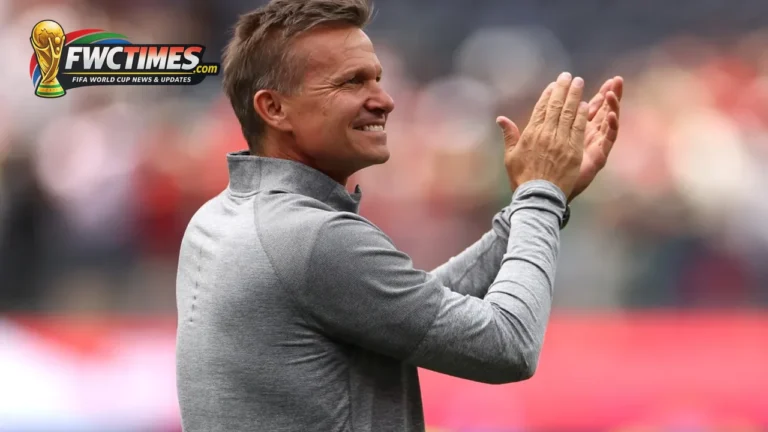 Jesse Marsch speaking to Canada players after historic World Cup win over South Africa