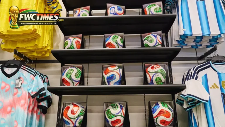 Official FIFA World Cup 2026 merchandise inside a Los Angeles retail store