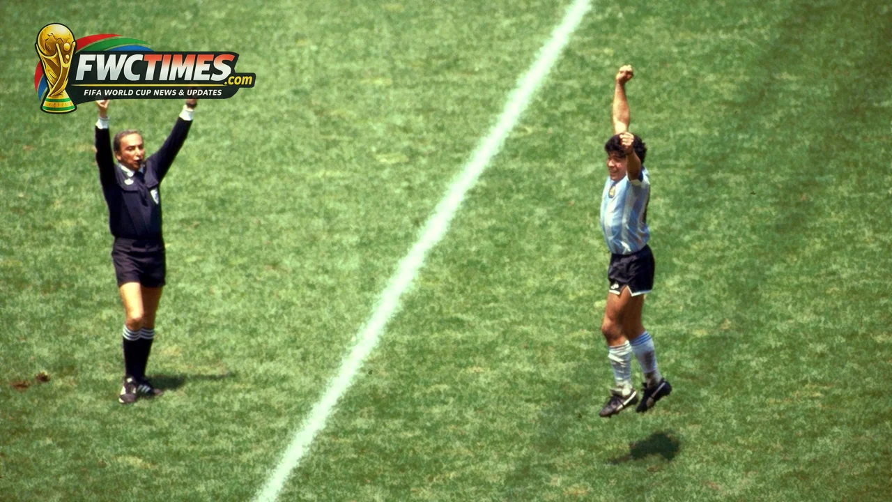Diego Maradona during the Mexico 1986 World Cup before the 2026 tournament returns to Mexico